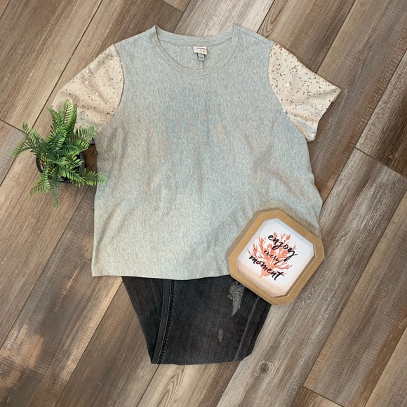 a new day Tops - A New Day  short sleeve blouse with sequin sleeves